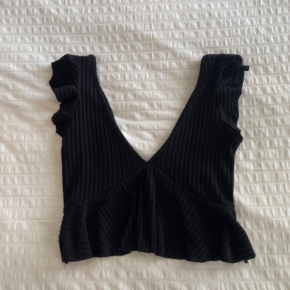 Black flowy crop top